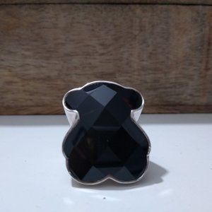 Tous Bear Silver and Black Onyx Ring